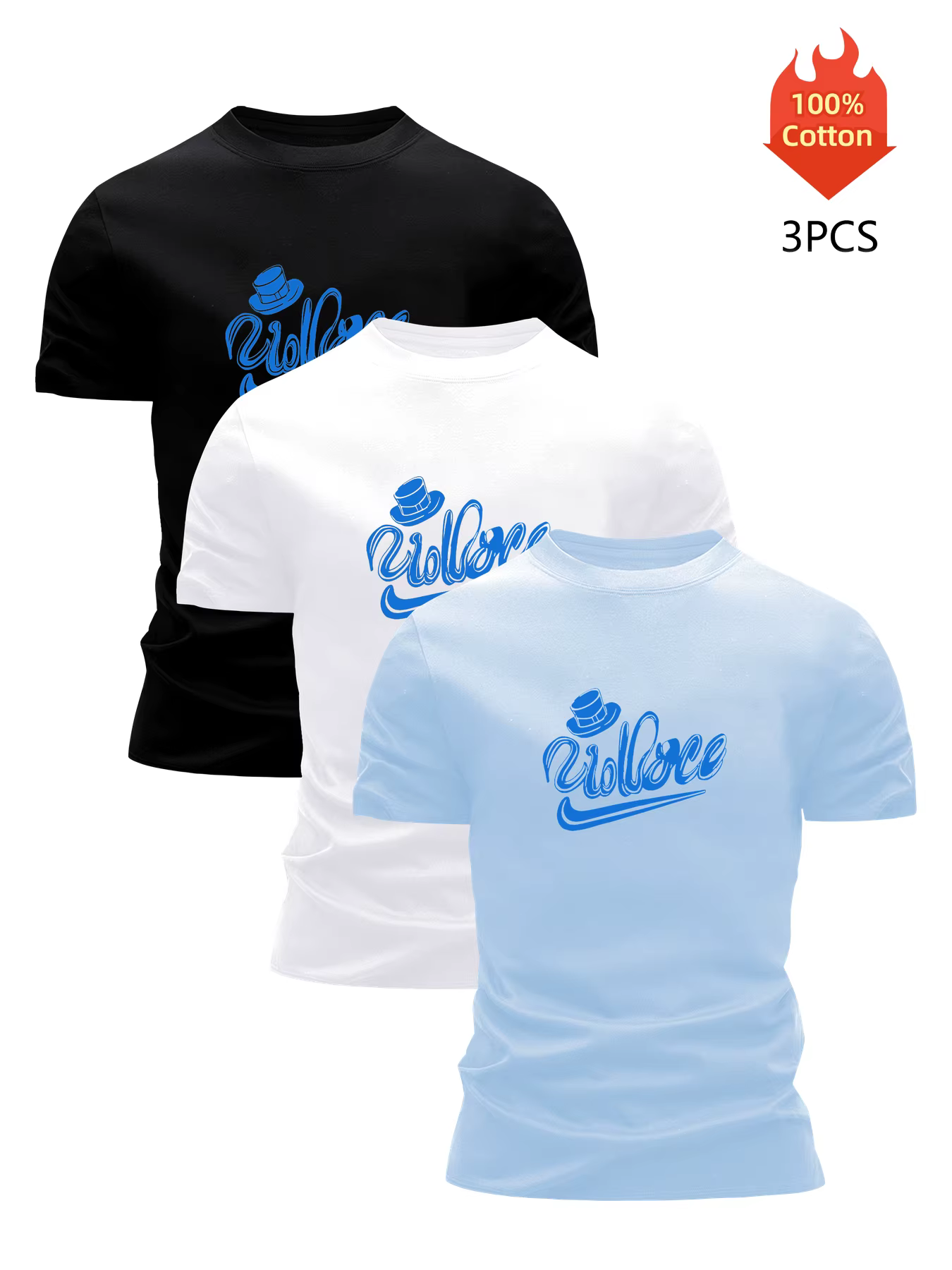 T-shirt imprimé pack de 3 t-shirts graphiques 100 % coton pour hommes chemisier d'été drôle décontracté respirant cool luxe vêtements de haute qualité