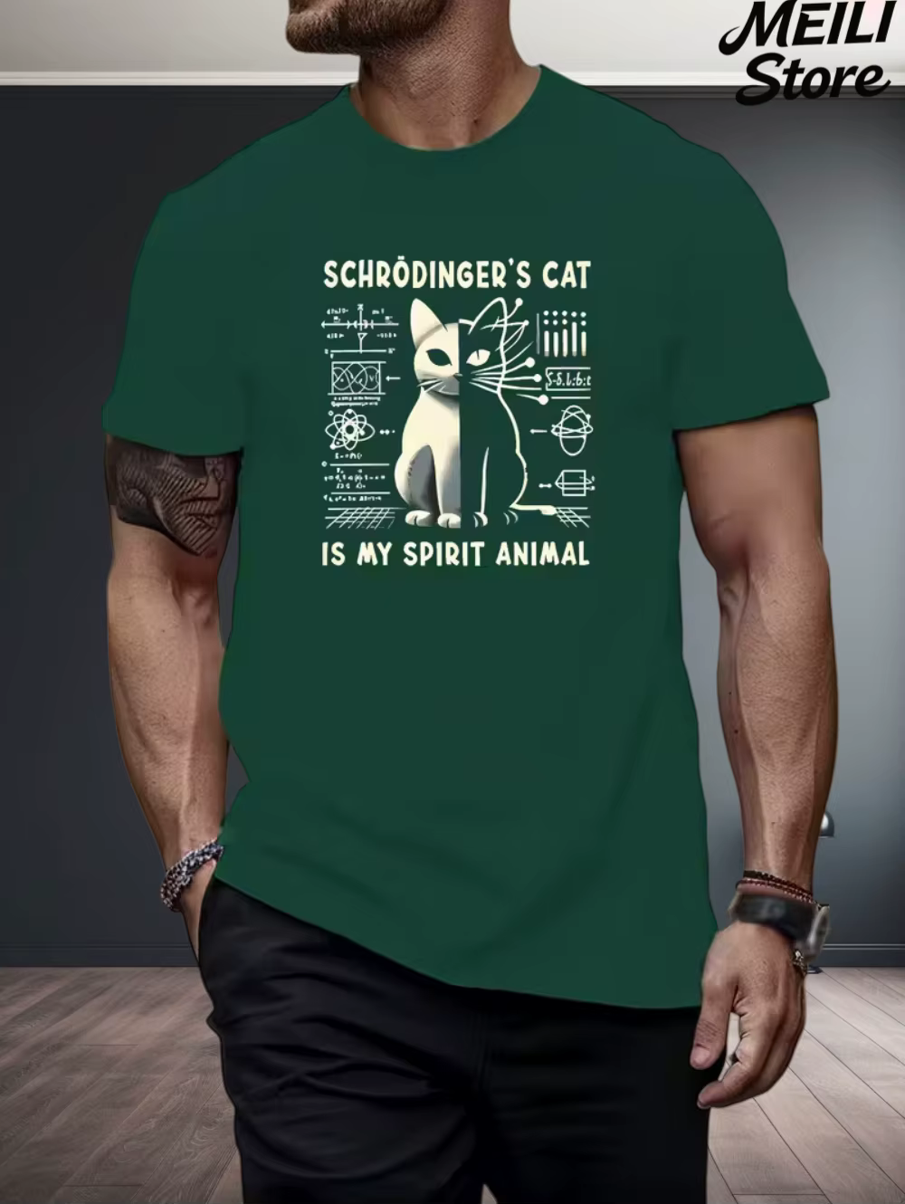 Schrodinger chat Design hommes T-Shirt été décontracté amusant 3D imprimé ample mode haut surdimensionné Science amant