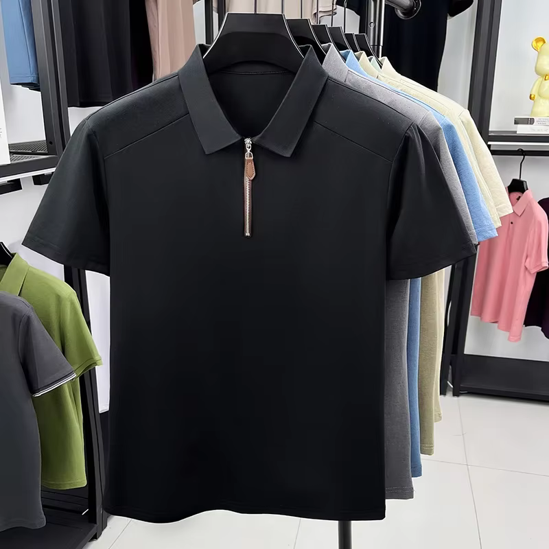 Polo pour homme à col demi-zip