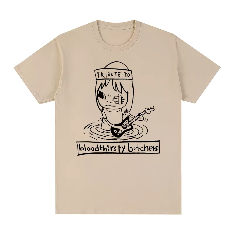 T-shirt en coton Yoshitomo Nara Rock Guitar pour hommes et femmes