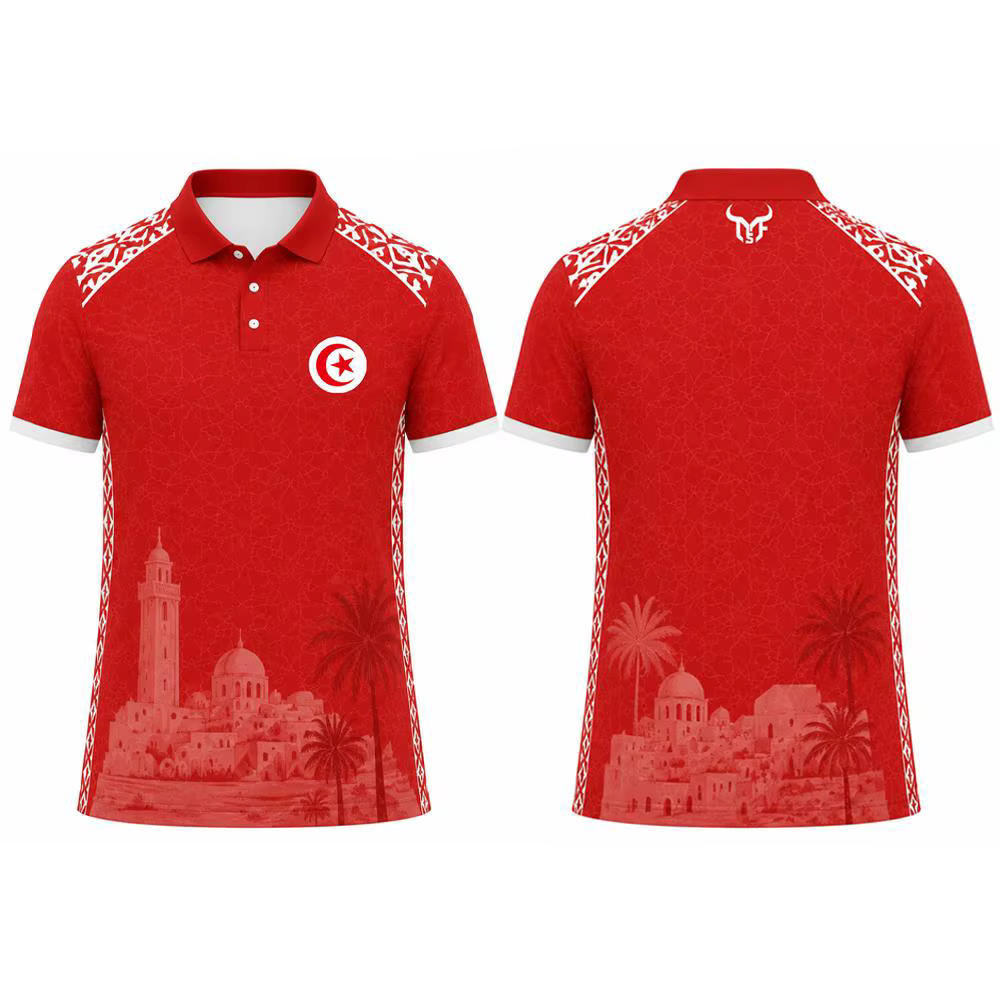 Nouveau Polo 2026 à Imprimé Drapeau de la Tunisie