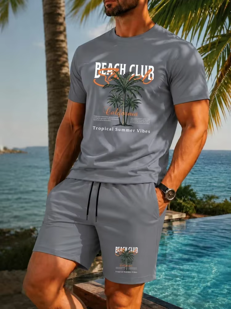 Ensemble de t-shirts pour hommes de haute qualité imprimés avec des palmiers de la Californie