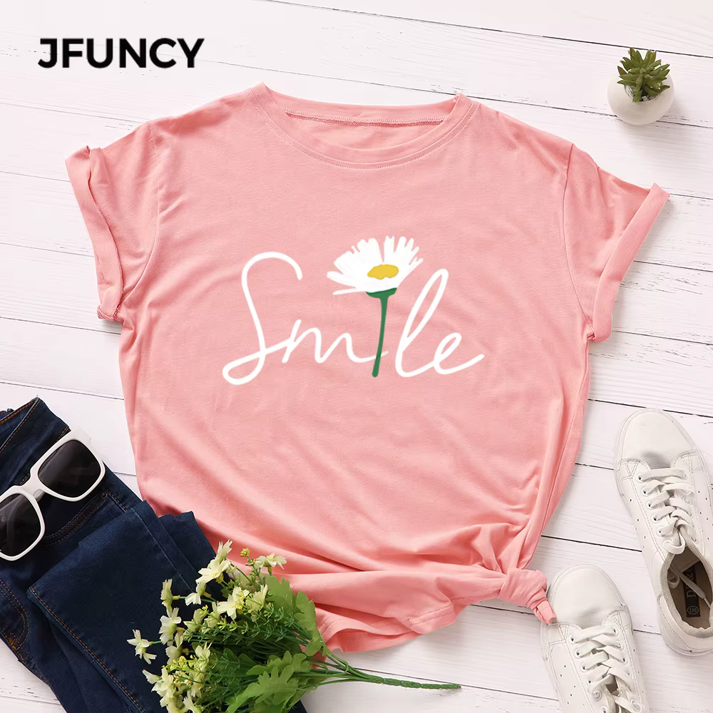 JBatteries CY-T-shirt en coton à manches courtes pour femmes