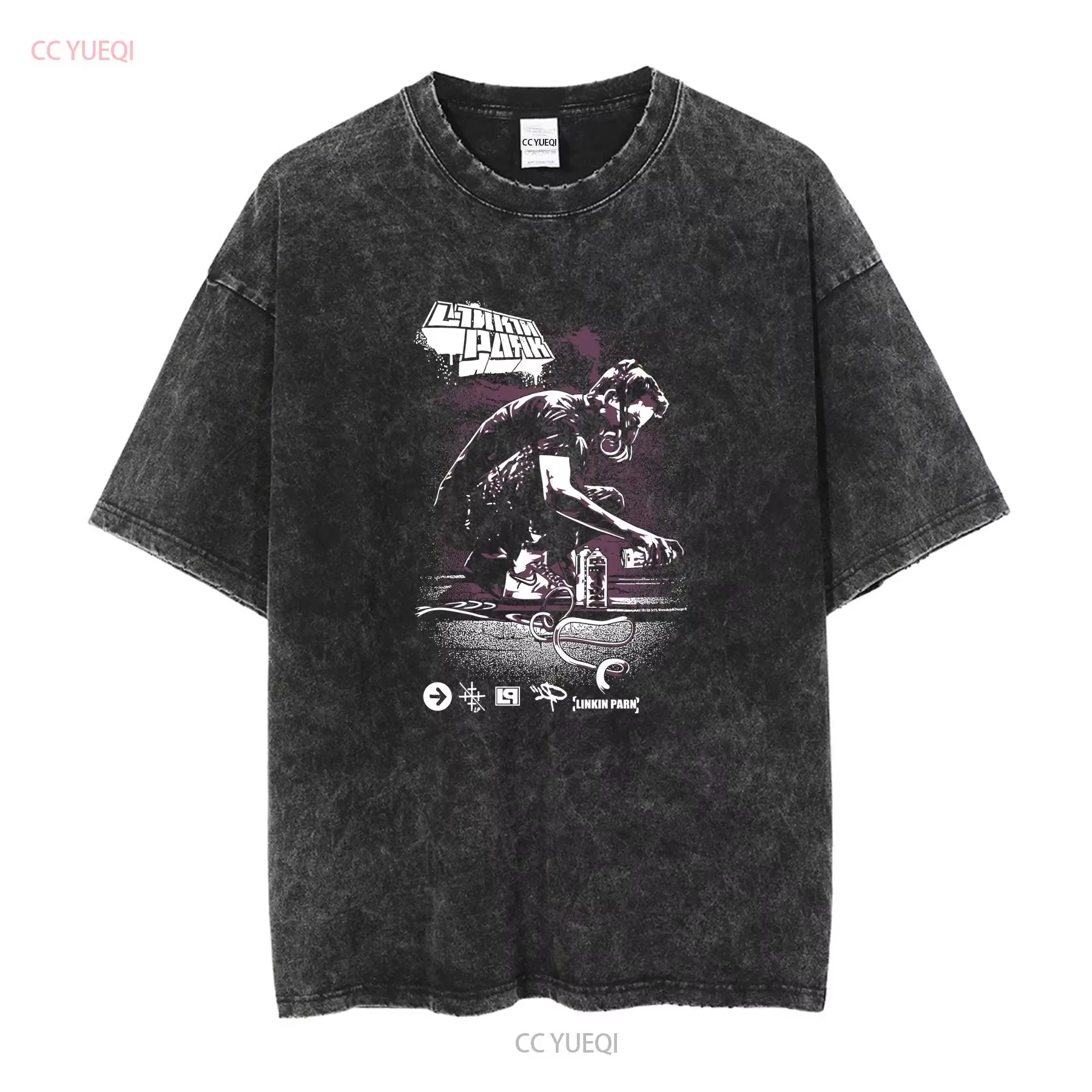 Black Linking Park Band T Shirt manches longues ou courtes vintage Vêtements de créateurs délavés Polyvalent Légèrement Élégant Mode décontractée