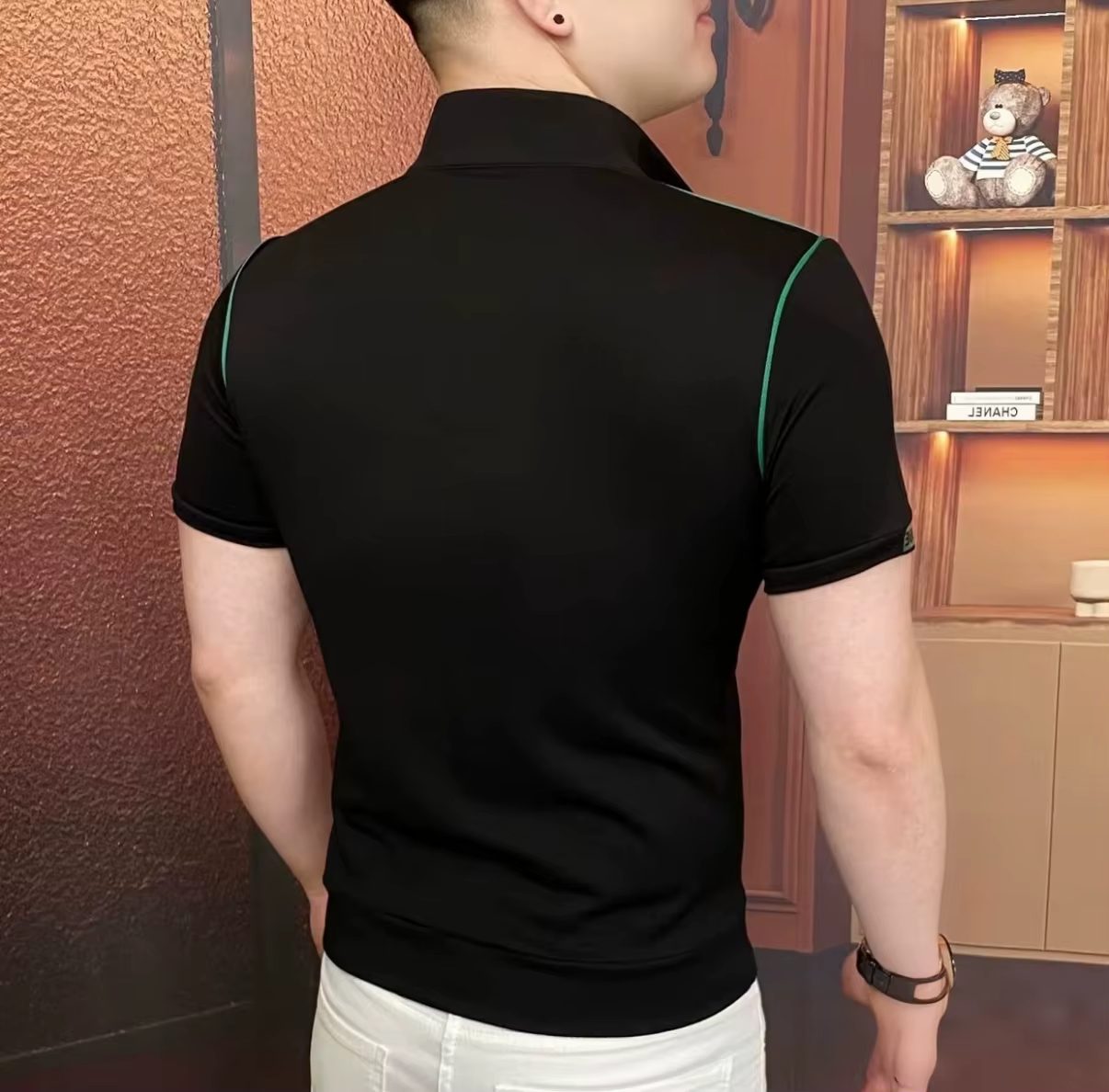 Polo brodé à col pour homme