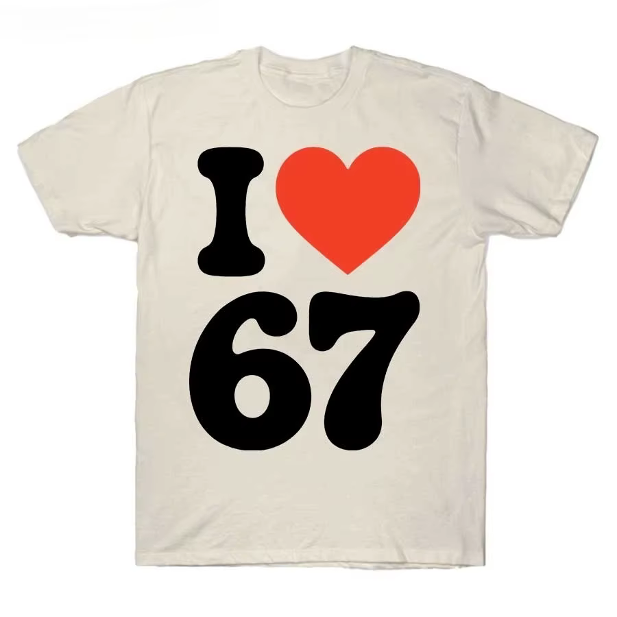 Meme I Love 67 T-Shirt imprimé pour femmes Streetwear manches courtes col rond hauts