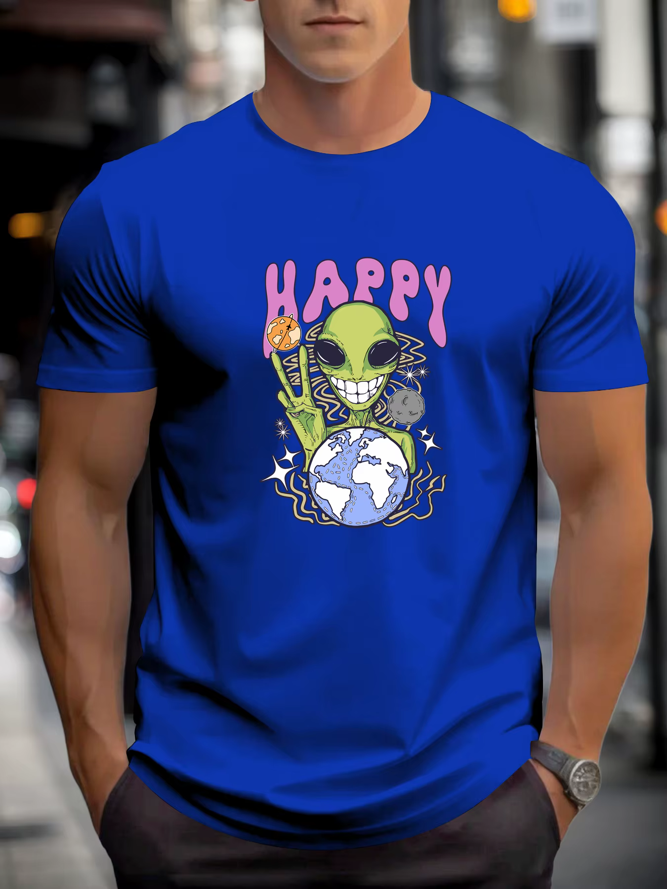 T-shirt pour hommes alien 100 % coton impression graphique été