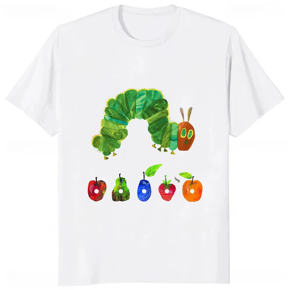 Le chenille très affamée dessin animé imprimé t-shirt Style d'été décontracté mode Couples vêtements Y2K Harajuku unisexe t-shirts