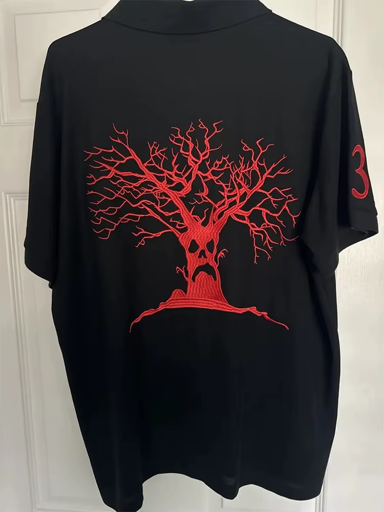Polo américain rétro rue Hip Hop chemise à manches courtes Y2k décontracté broderie haut en coton vêtements de Baseball