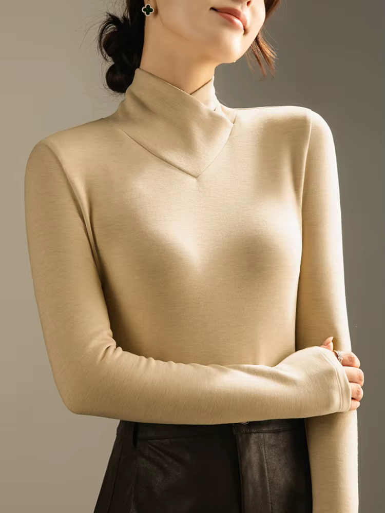 Chemise allemande en velours à col en V pour femmes, T-shirt à manches longues, chaud, astronomique, intérieur en laine, collection automne et hiver