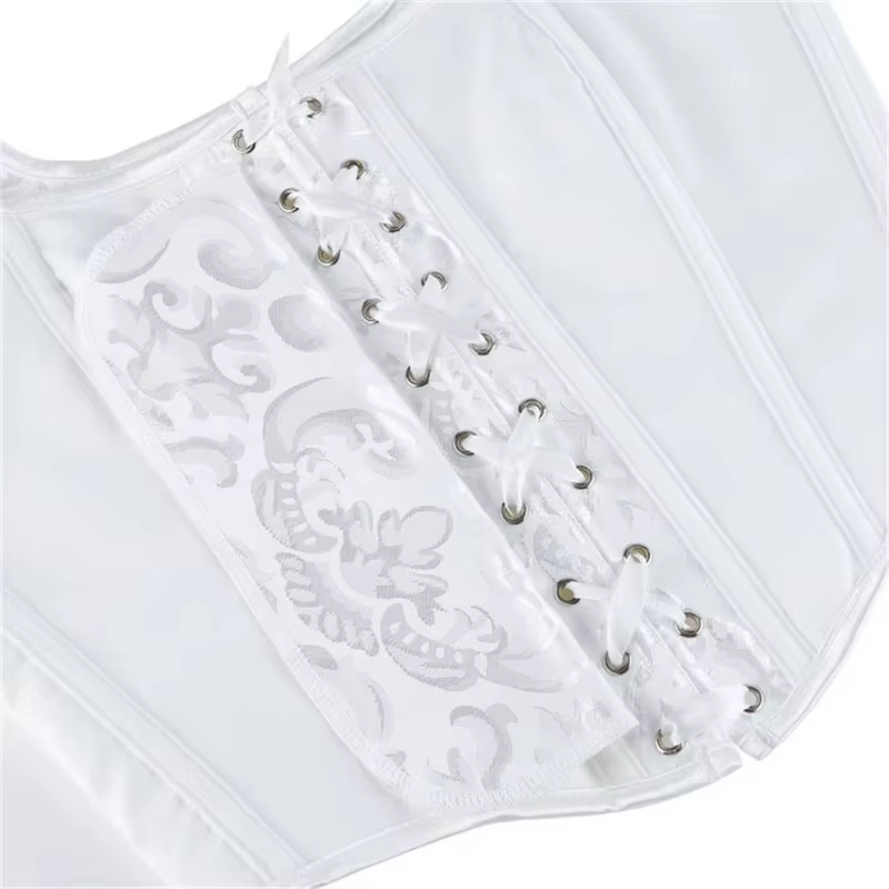 Blanc victorien Vintage Jacquard gilet femme avant à lacets débardeur hauts Corset Punk Goth vêtements Sexy Corselet femmes Shapewear