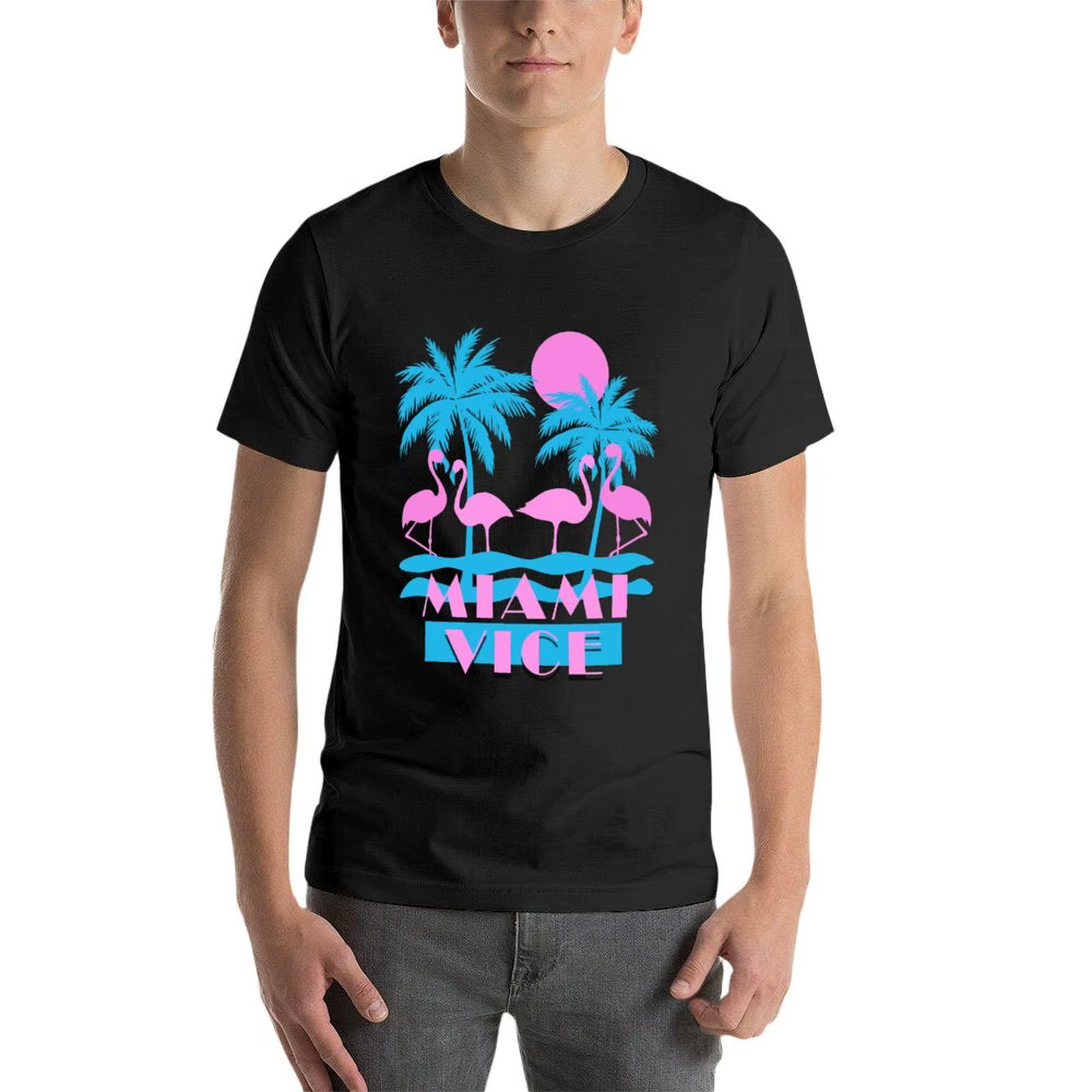 Miami Vice-Flamingo floride T-Shirt haut d'été vintage hommes t-shirts drôles