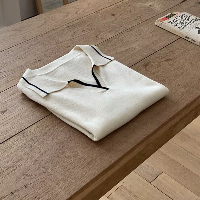 T-shirt à manches courtes tricoté en pur coton pour femmes