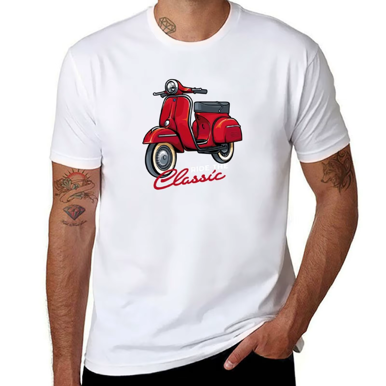 Italie classique Scooter cyclomoteur vélo rétro amour Vintage T-Shirt homme décontracté