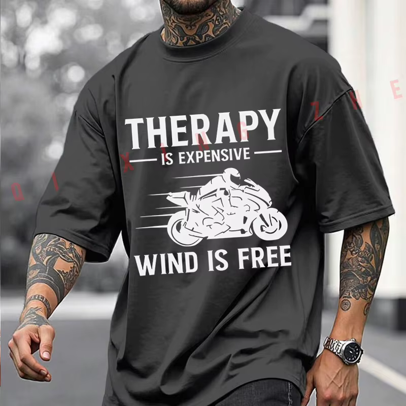 T-shirt graphique noir pour motard