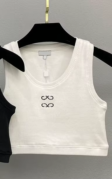 Débardeurs de luxe pour femmes avec broderie de lettres, blancs et noirs, simples, décontractés, respirants, sportifs, classiques, courts, pour l'été