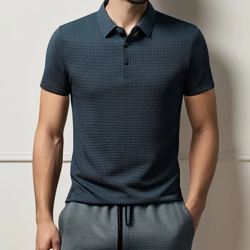 Nouveaux hommes d'affaires décontracté à manches courtes fleur d'os couleur unie POLO mode respirant confortable été polyvalent haut