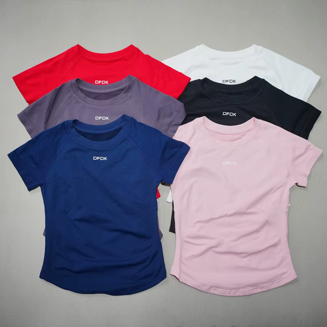 DFDK T-shirt élastique à manches courtes pour femme