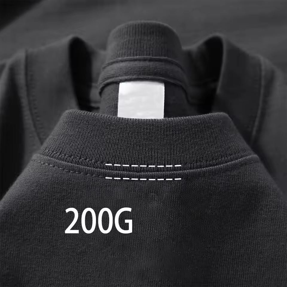 T-shirt à manches courtes en coton épais bleu marine 200g