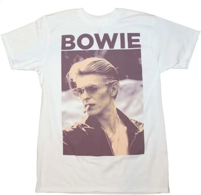 T-shirt unisexe David Bowie à taille basse, T-shirt rétro noir amusant, t-shirt graphique en pur coton pour couple, style streetwear d'été