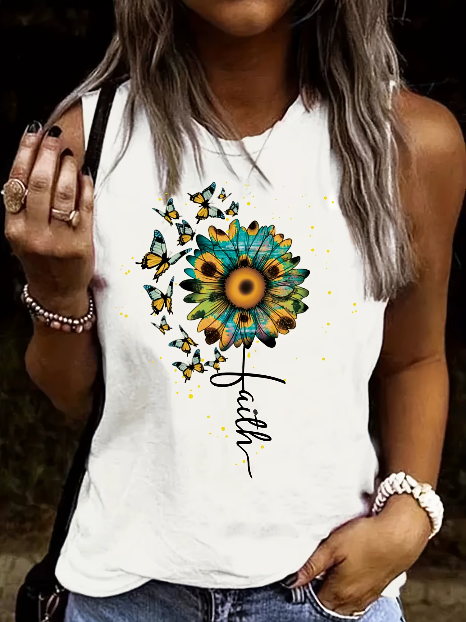 Gilet sans manches pour femmes, t-shirt noir et blanc