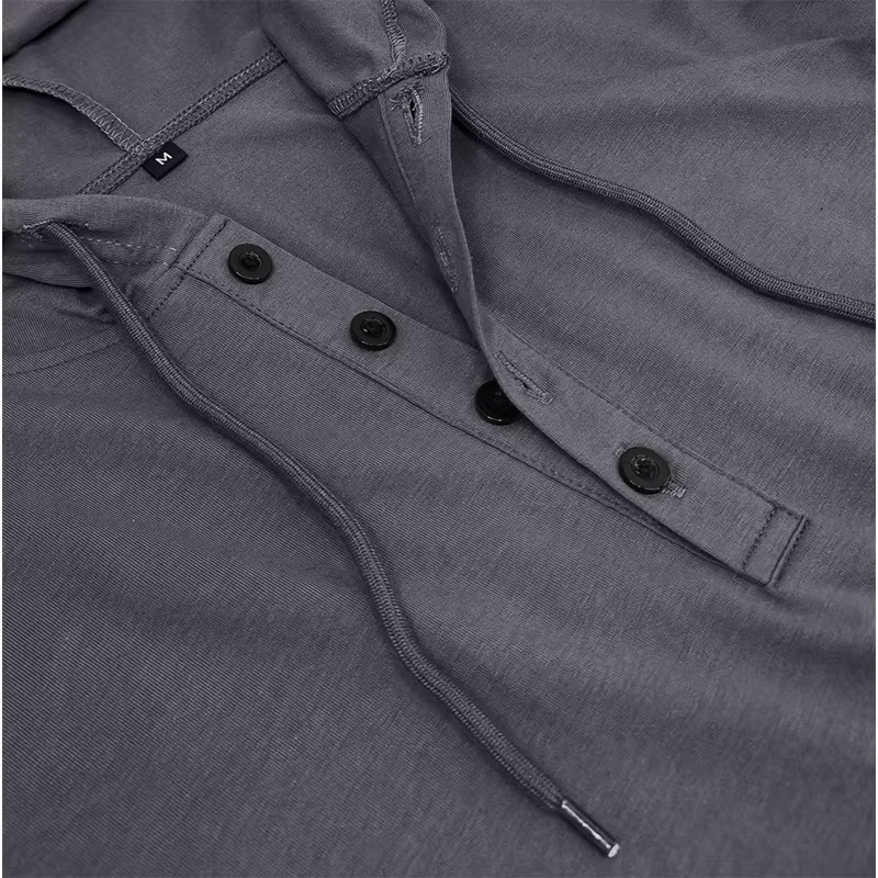 T-shirts à manches courtes pour hommes pour le sport et le fitness chemise Henley de style américain haut à capuche