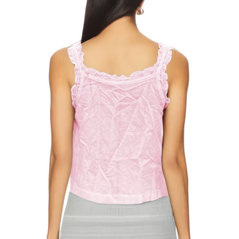Mignon sortie haut court Boho gilet femmes Y2k dentelle à volants garniture débardeur Fairycore Sexy pure bouton avant encolure dégagée Camisole