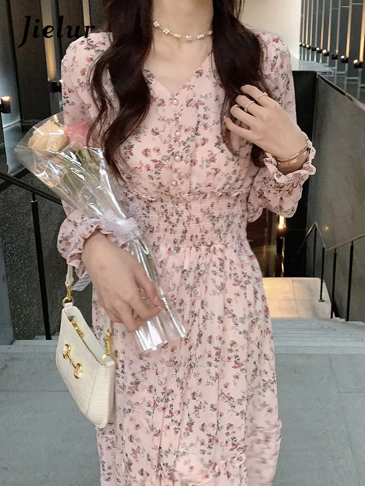 Jielur-Robe Élégante en Mousseline de Soie pour Femme
