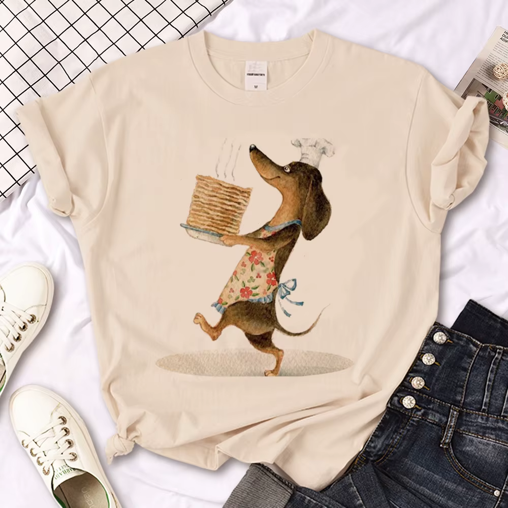 T-shirt Dachshund pour femmes, streetwear, humoristique, de styliste