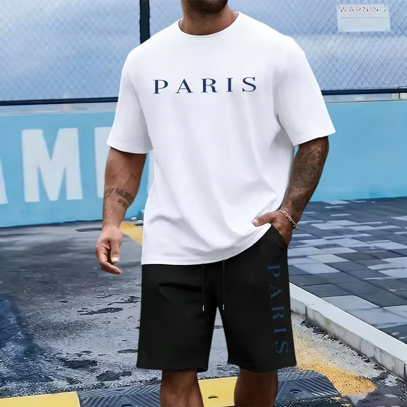Nouvel ensemble homme 2026 : T-shirt en coton et short de sport – Tenue décontractée d'été à manches courtes pour la maison et l'extérieur