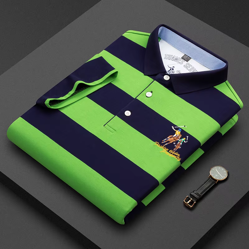 Polo rayé homme mode affaires coton