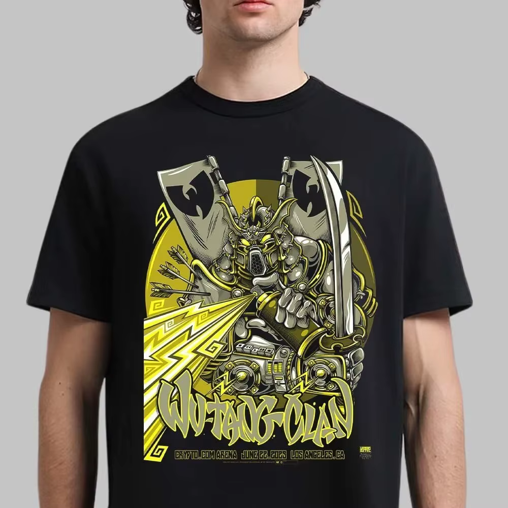 Wu Tang Clan Global Tour Mercah T-shirt imprimé graphique haut de gamme de luxe hommes femmes