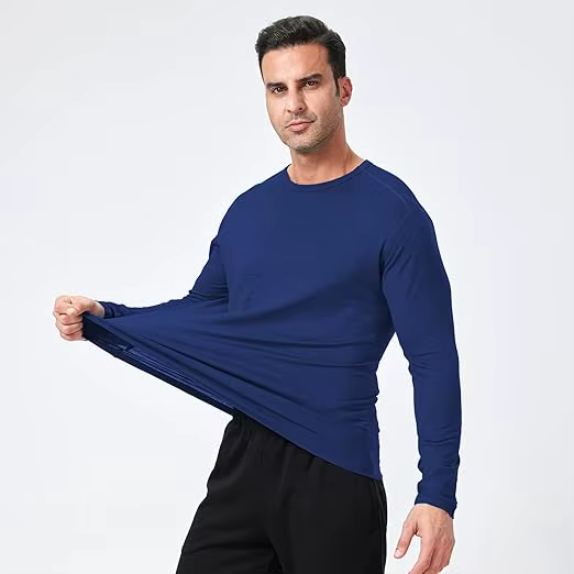 T-shirt thermique à manches longues 100 % laine mérinos pour homme