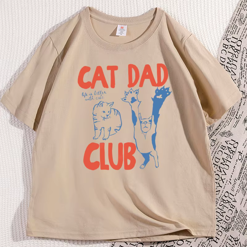 Chat papa T-Shirt drôle hommes décontracté