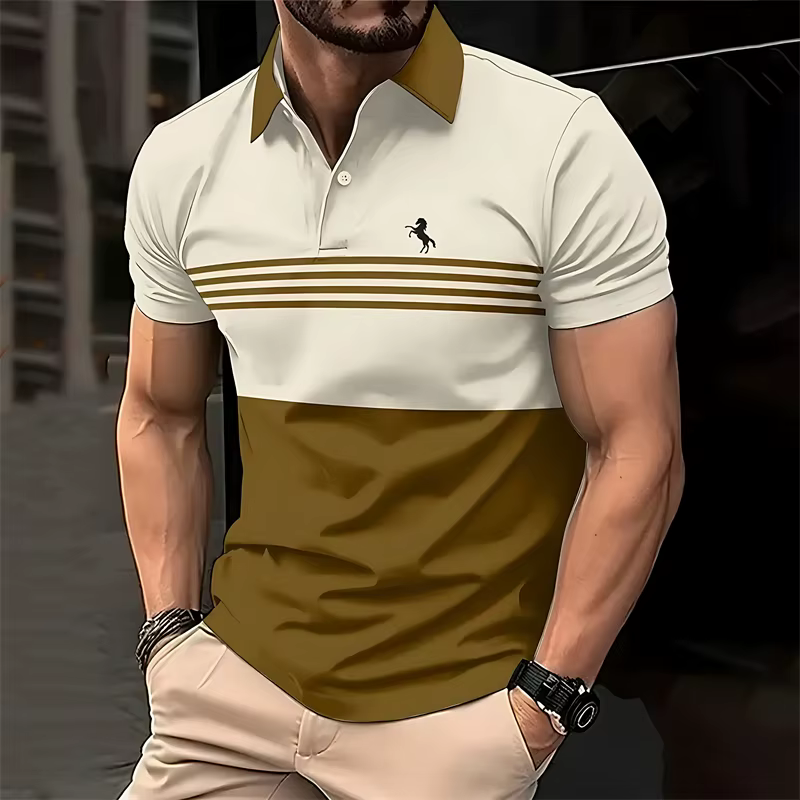 Chemises polo simples à rayures pour hommes