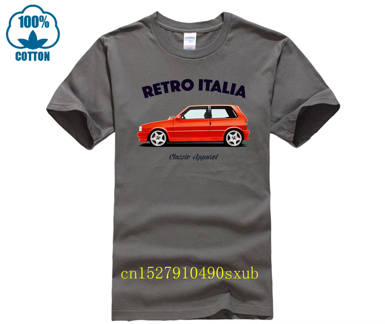 T-shirt FIAT UNO TURBO. RÉTRO ITALIE. VOITURE CLASSIQUE. ABARTH