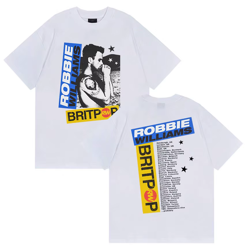 Robbie Williams Rw Album 2025 Merch T-shirt homme Hip Hop Rock gothique