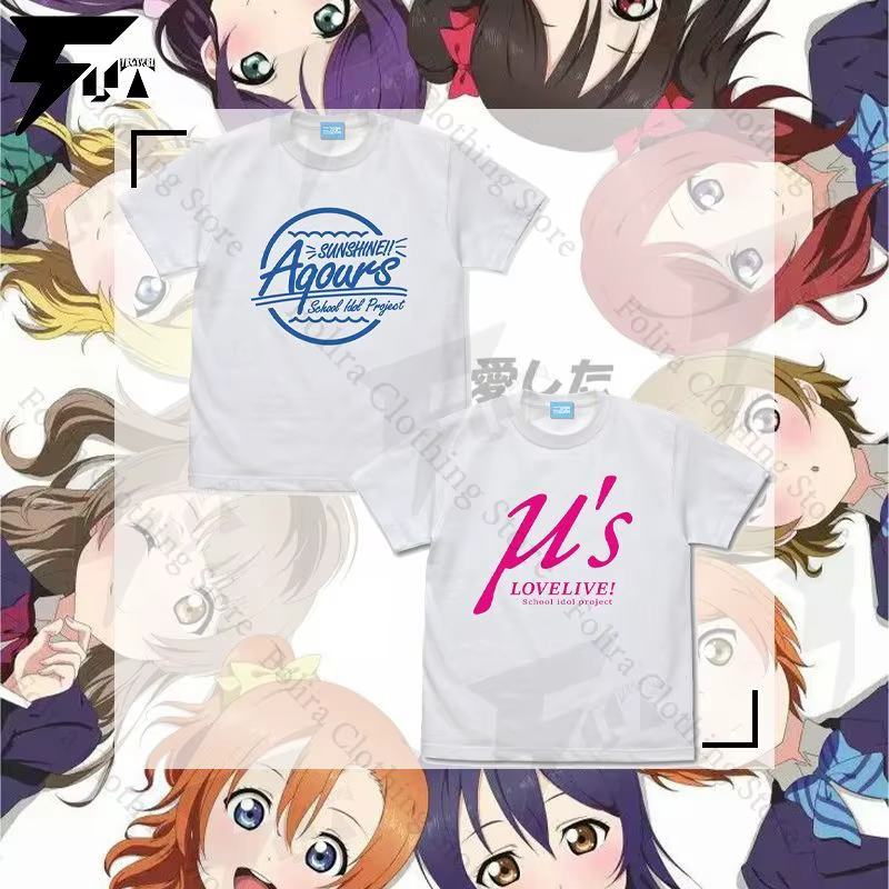 J'adore vivre! Soleil!! Aqours Liella! μ's T-shirt imprimé coton été hauts