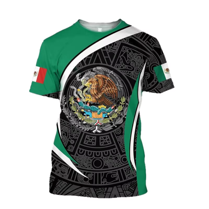 Drapeau du mexique 3d imprimé hommes T-shirt mode
