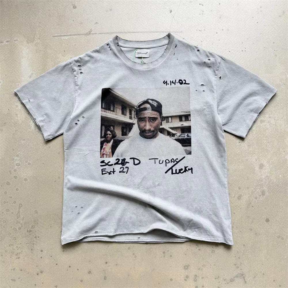 T-Shirt 2Pac THUG LIFE Saint pour hommes et femmes, T-Shirt lavé