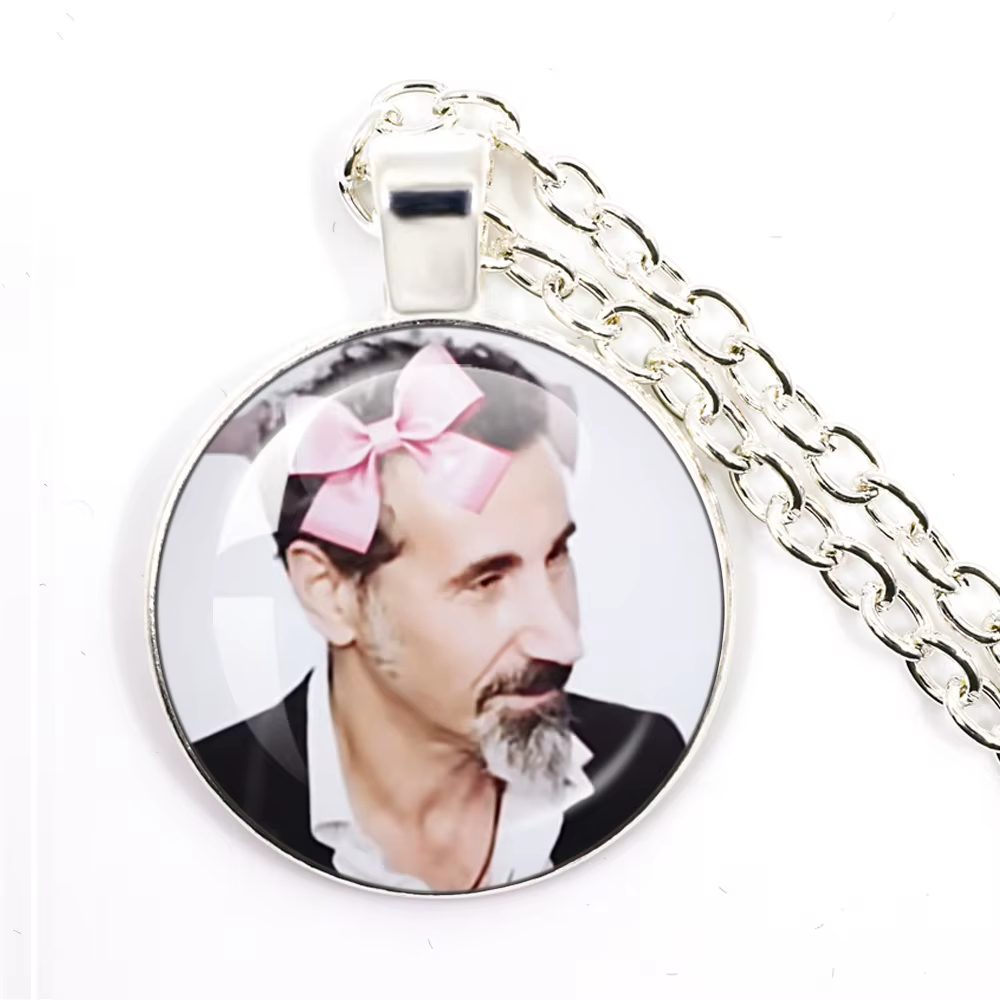 Collier pendentif en verre cabochon avec couverture d'album du groupe de heavy metal System of a Down