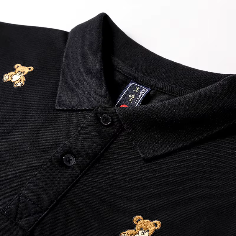 Polo de luxe brodé ours en peluche pour hommes
