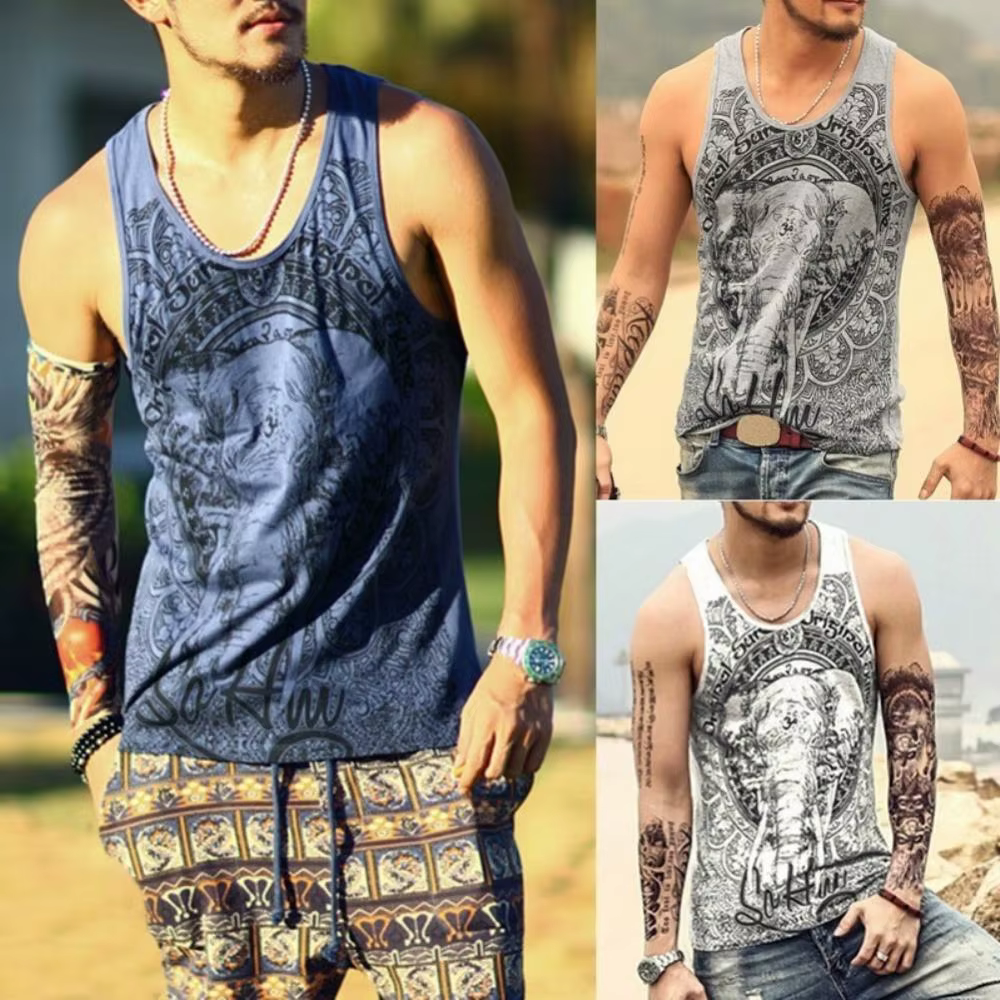 Gris hommes débardeur décontracté Fitness Singlets marque