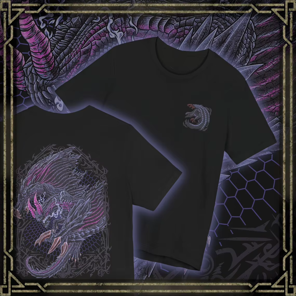 T-shirt à motif double face Monster Hunter pour hommes et femmes