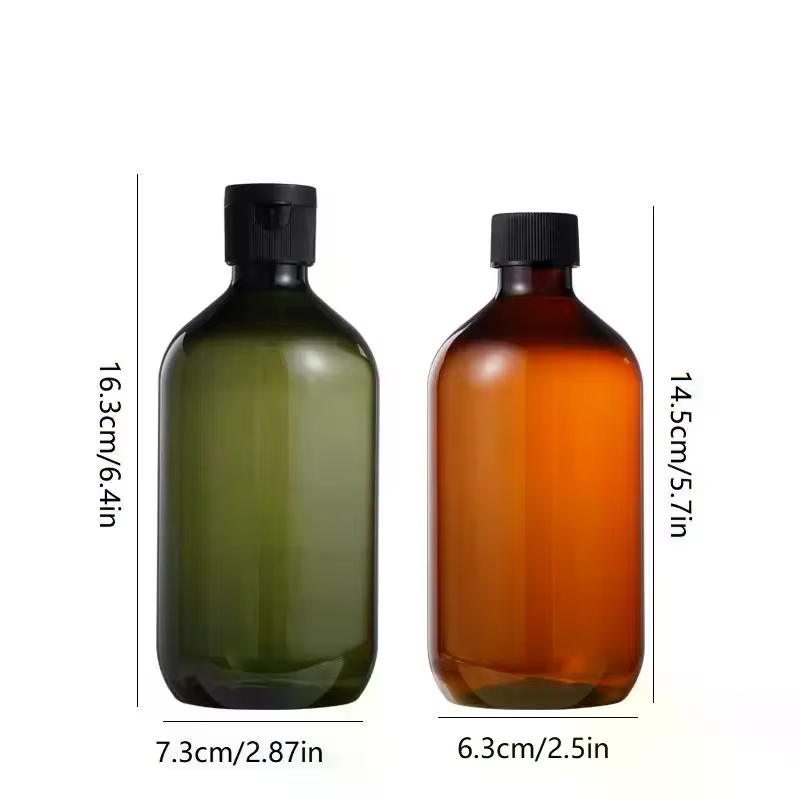 Bouteilles distributeur à bouchon rabattable 300ML 500ML en plastique rechargeables pour lotion, shampoing, savon – Essentiels de voyage et de salle de bain
