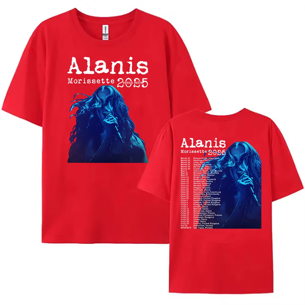 Alanis Morissette 2025 Tour du monde T-shirt à manches courtes col rond femmes/hommes t-shirts Streetwear Hip Hop