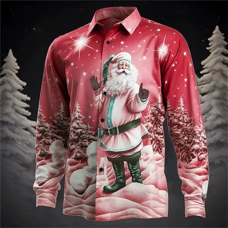 Chemise pour hommes mode thème de noël 3D HD imprimé