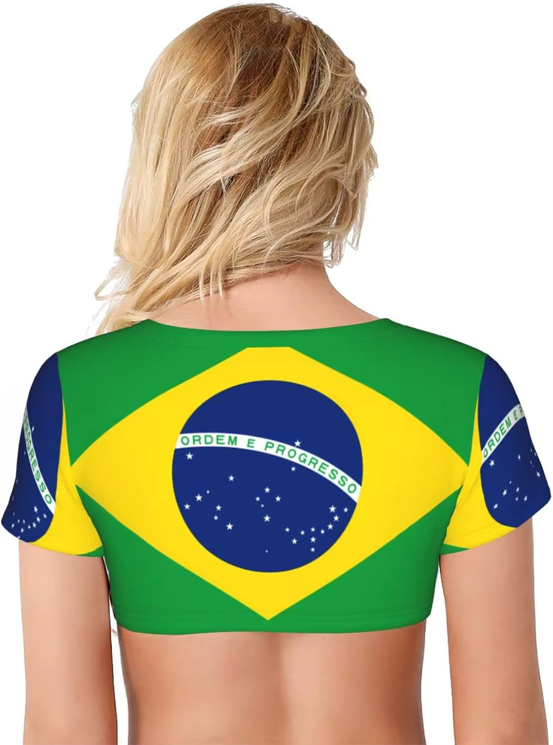 Haut court sexy pour femme avec imprimé drapeau brésilien personnalisé