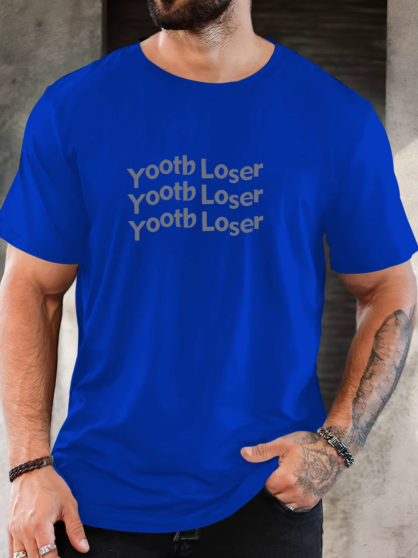 T-shirt imprimé 100 % coton pour hommes motif perdant yootb été décontracté surdimensionné col rond à manches courtes