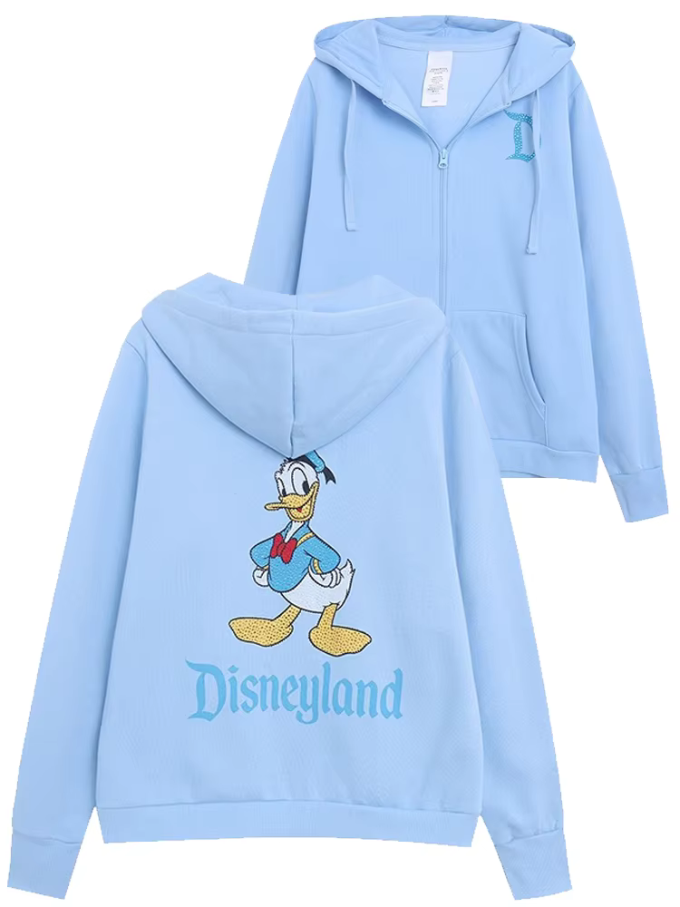 Disneyland Walt Disney monde Daisy Donald Duck lettre diamants polaire sweat veste unisexe femmes à capuche fermeture éclair pull hauts